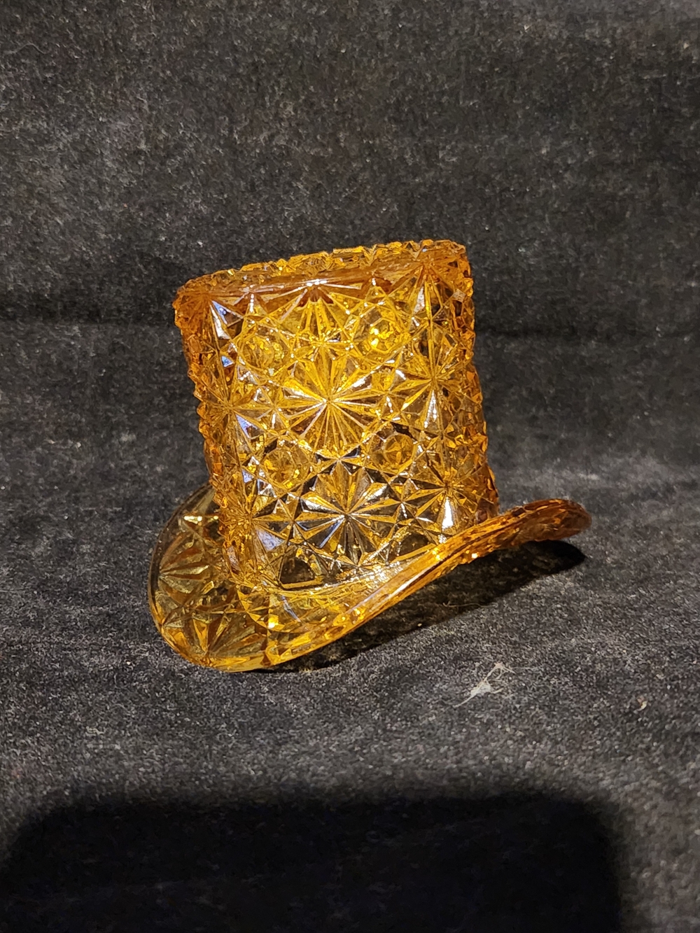 Vintage Amber Glass Top Hat Toothpick Holder - Daisy & Button